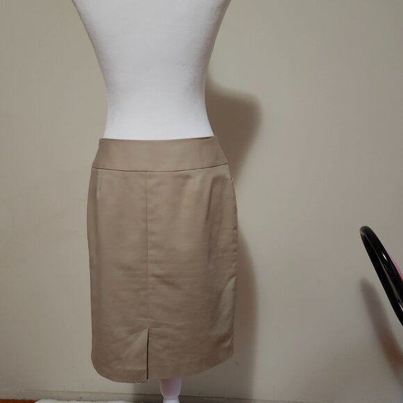 Nordstrom (HALOGEN) Hidden Zip Beige Straight Pencil Size 4 - Picture 3 of 3